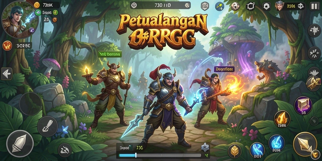 Tampilan gameplay 73K yang epik dan mendebarkan dalam aksi RPG.