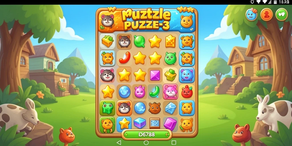 Screenshot gameplay ID6788 menunjukkan aksi seru dalam puzzle match-3.