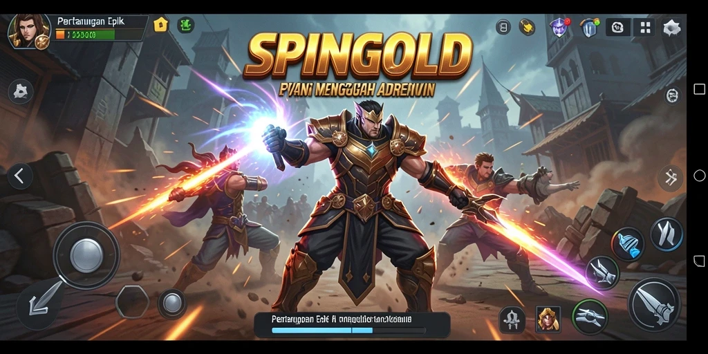 Gameplay SPINGOLD yang mendebarkan dengan karakter bertarung.